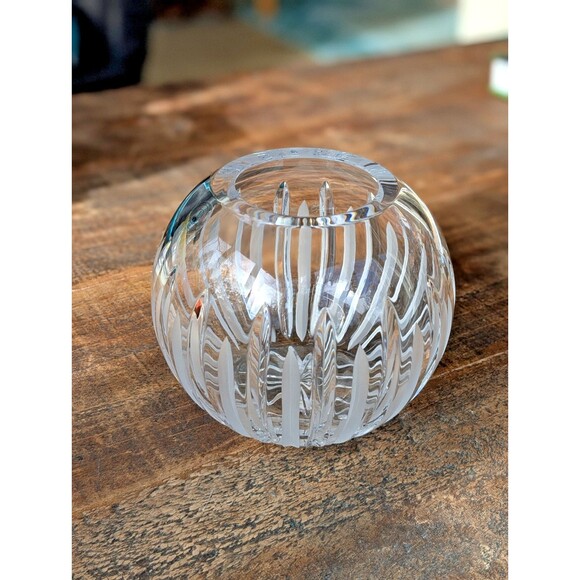 Bombay Round Cut Crystal Rose Bowl Vase Made In Poland EUC Vintage - Picture 2 of 8